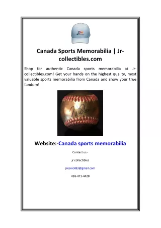 Canada Sports Memorabilia  Jr-collectibles.com