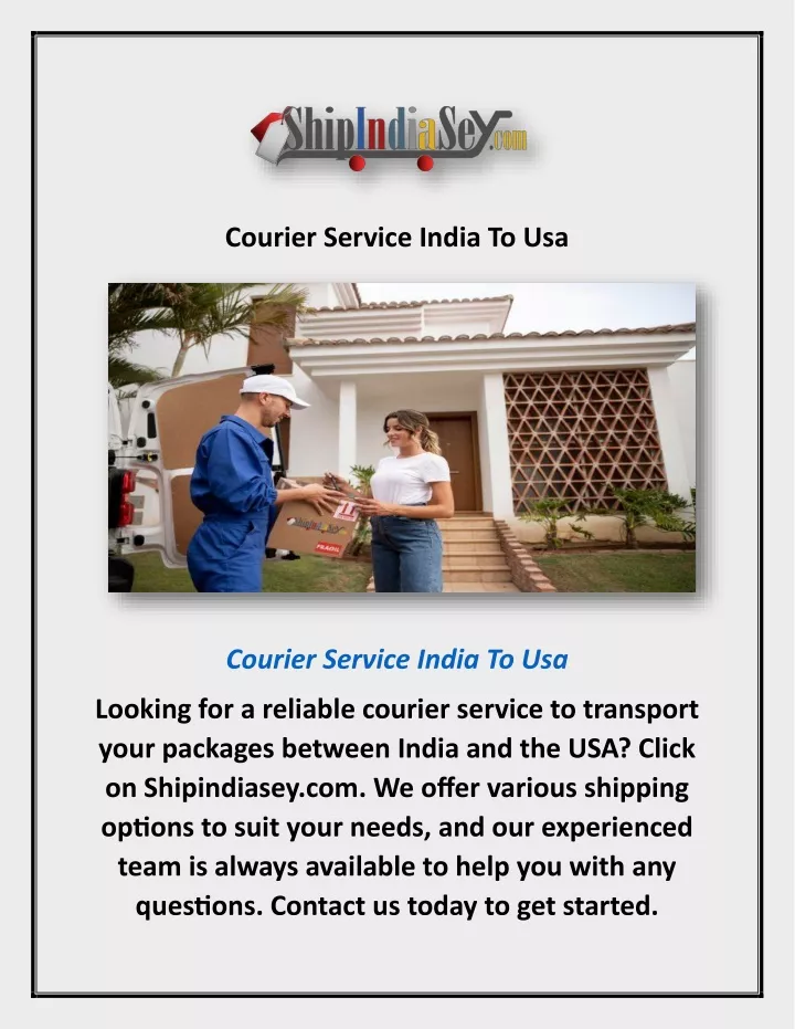 courier service india to usa