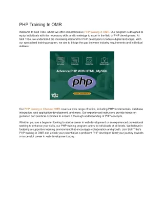 PHP Training In OMR