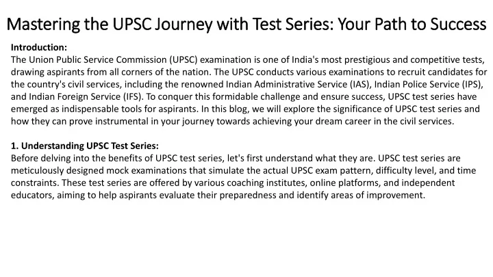 mastering the upsc journey with test series your path to success