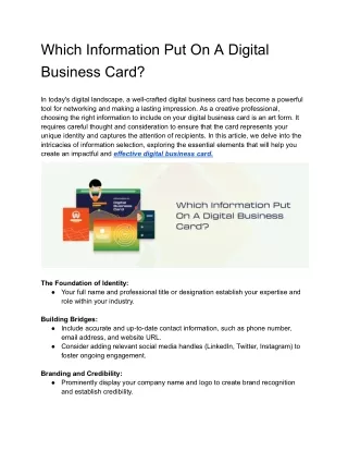 Which Information Put On A Digital Business Card?