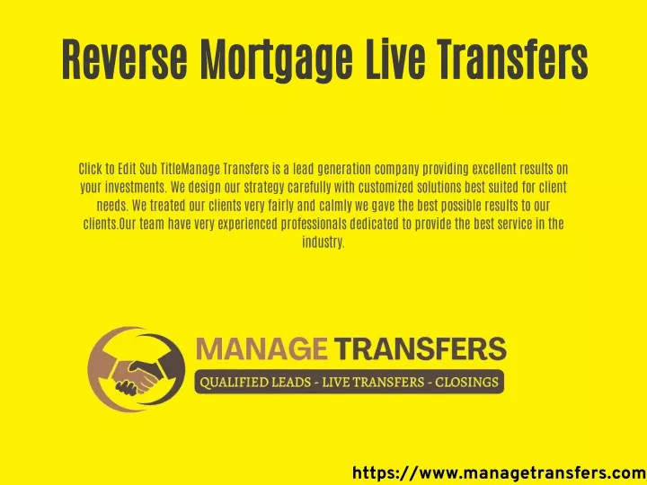 reverse mortgage live transfers
