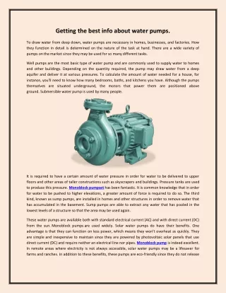 Getting the best info about water pumps