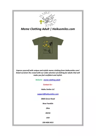 Meme Clothing Adult | Haikusmiles.com