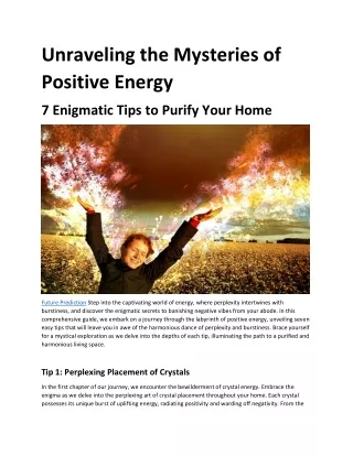 unraveling the mysteries of positive energy