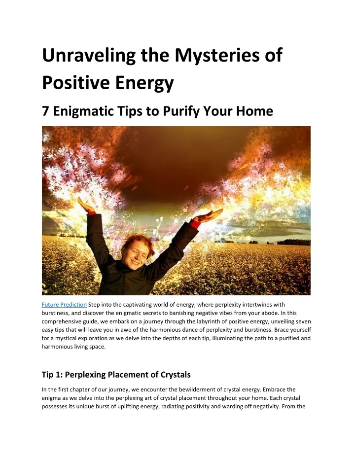 unraveling the mysteries of positive energy