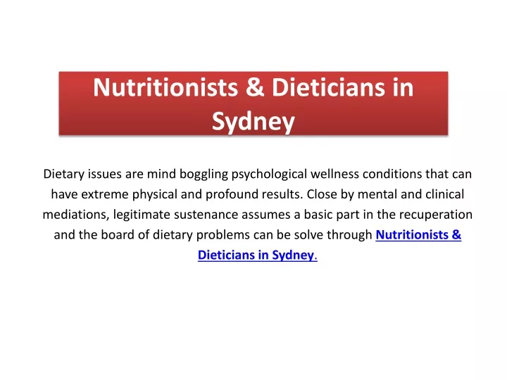 nutritionists dieticians in sydney