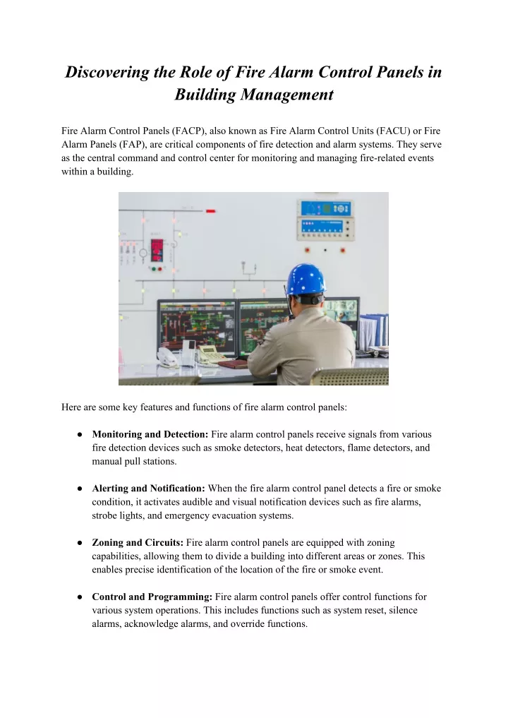 discovering the role of fire alarm control panels