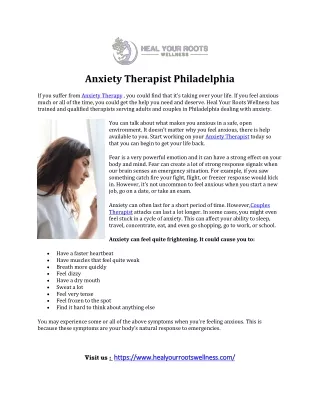 Anxiety Therapist Philadelphia
