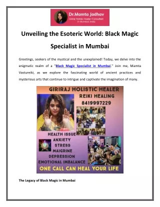 Unveiling the Esoteric World Black Magic Specialist in Mumbai