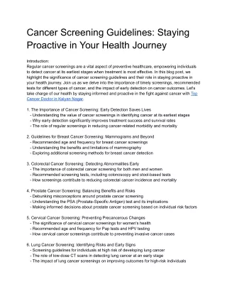 Cancer Screening Guidelines_ Staying Proactive in Your Health Journey