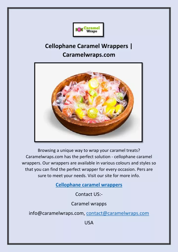 cellophane caramel wrappers caramelwraps com