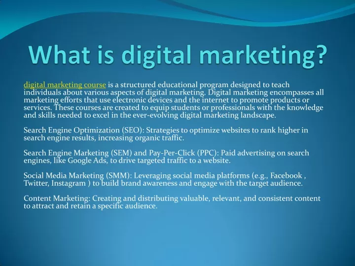 digital marketing course is a structured