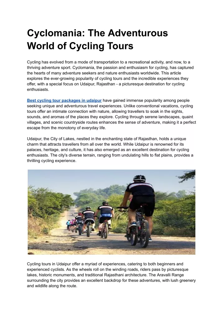 cyclomania the adventurous world of cycling tours