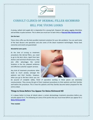 Consult Clinics of Dermal Filler Richmond Hill for Young Looks