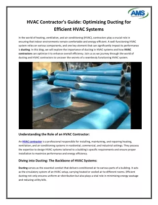 HVAC Contractor's Guide Optimizing Ducting for Efficient HVAC Systems