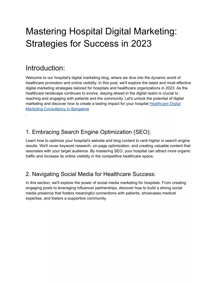 mastering hospital digital marketing strategies