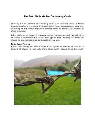 The Best Methods For Containing Cattle