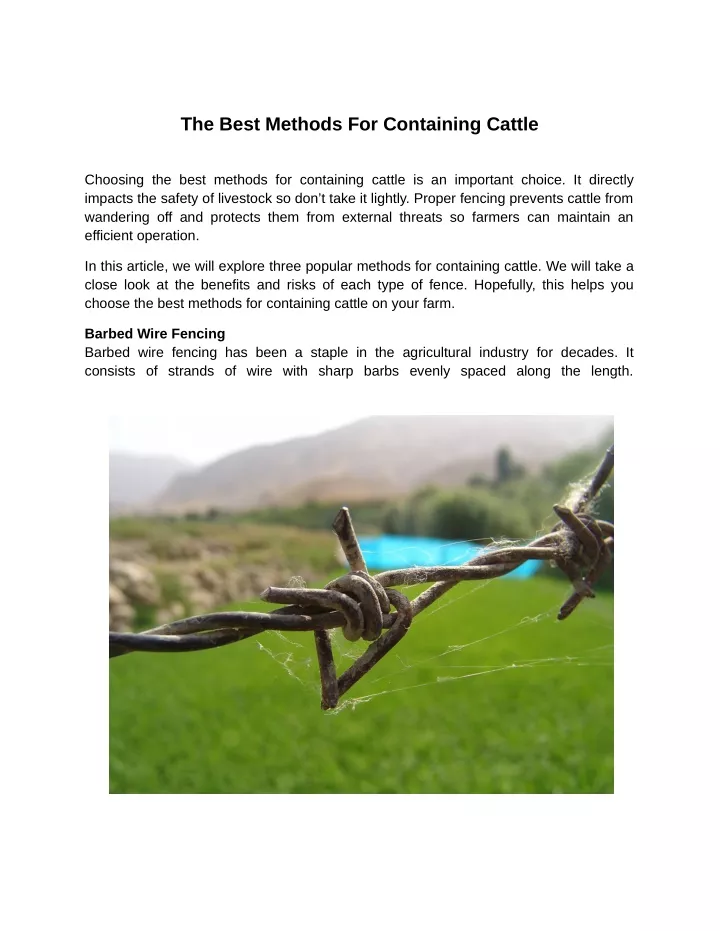 the best methods for containing cattle