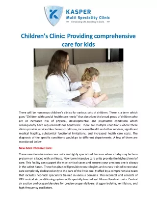 Children’s Clinic Providing comprehensive care for kids