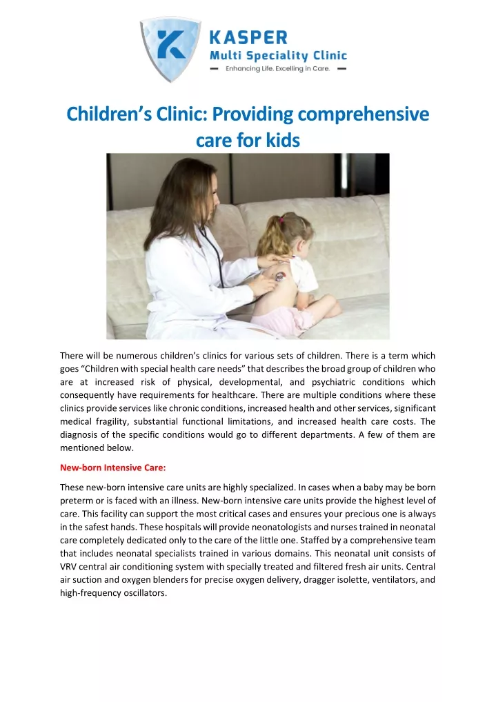 children s clinic providing comprehensive care
