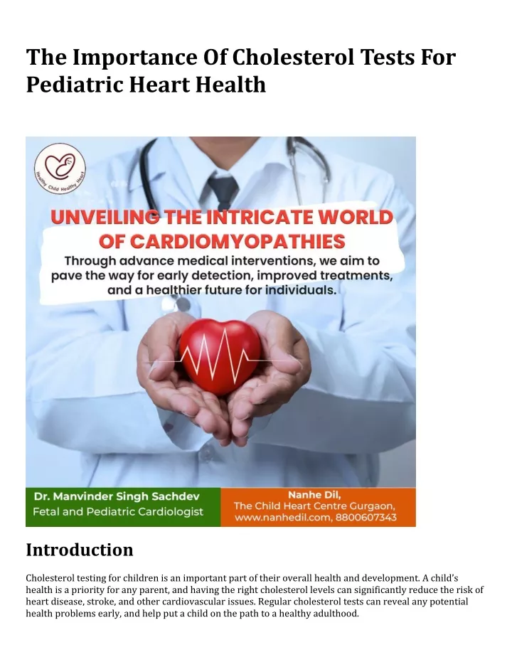 the importance of cholesterol tests for pediatric