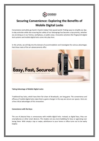 Securing Convenience: Exploring the Benefits of Mobile Digital Locks