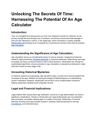 Title_ Unlocking the Secrets of Time_ Harnessing the Potential of an Age Calculator