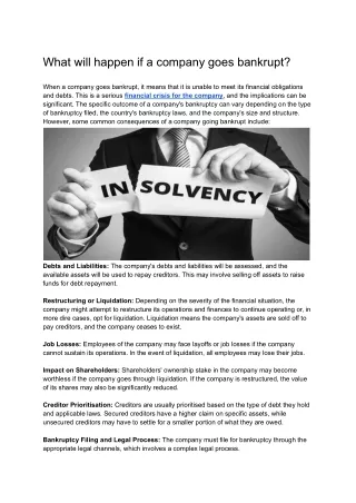 what will happen if a company goes bankrupt