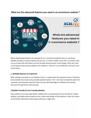 Advanced features of E-commerce Website | XcelTec