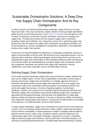 Sustainable Orchestration Solutions_ A Deep Dive Into Supply Chain Orchestration And Its Key Components