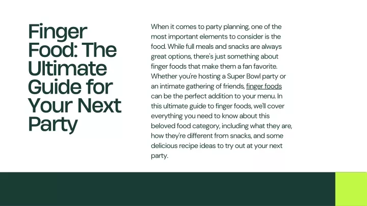 finger food the ultimate guide for your next party