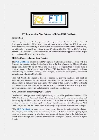 fti incorporation your gateway
