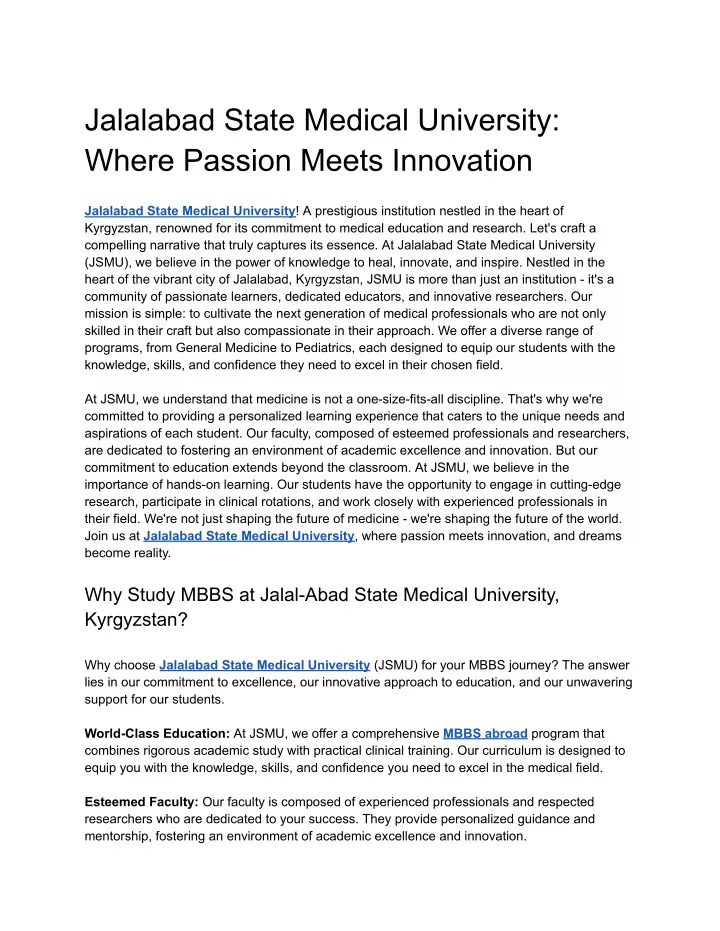 jalalabad state medical university where passion