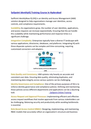 sailpoint identityiq training course in hyderabad
