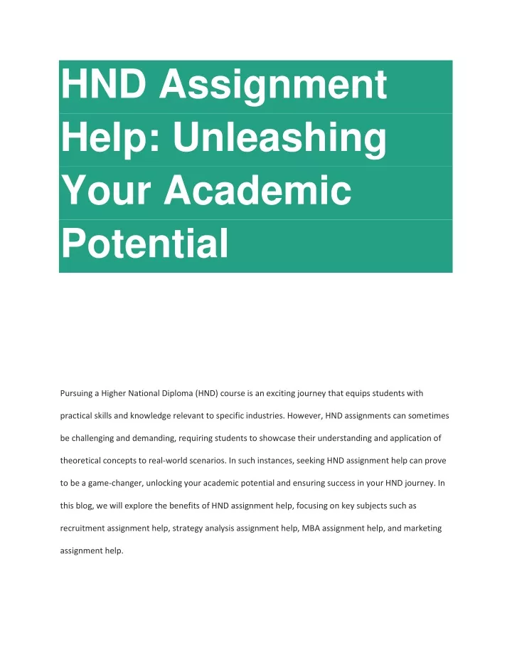 hnd assignment help unleashing your academic