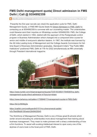 fms delhi management quota direct admission