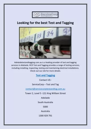 Looking for the best Test and Tagging