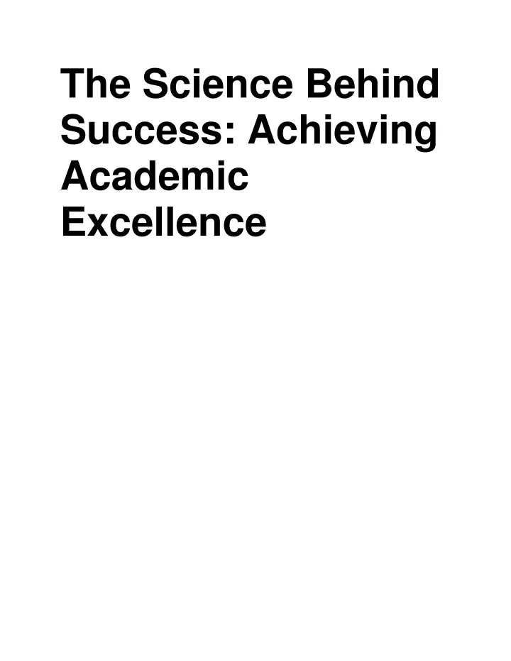 the science behind success achieving academic
