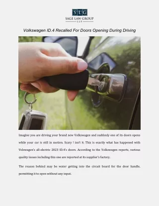 Volkswagen ID.4 Recalled For Doors Opening During Driving