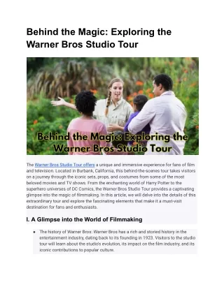 Behind the Magic Exploring the Warner Bros Studio Tour