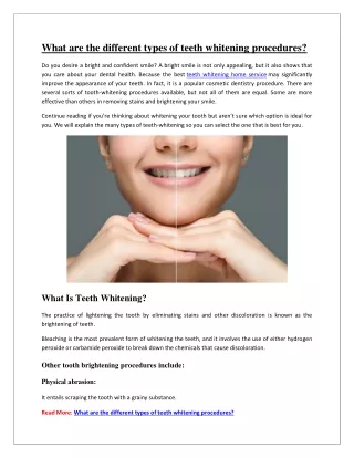 What are the different types of teeth whitening procedures