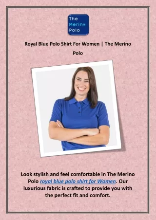 Royal Blue Polo Shirt For Women | The Merino Polo