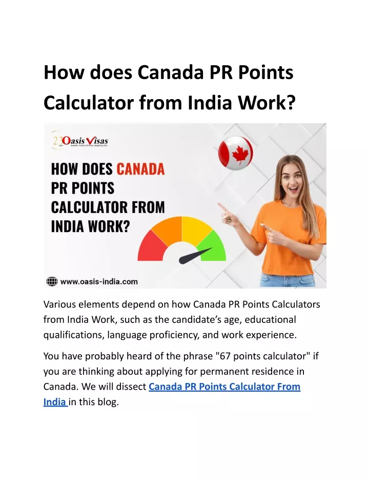 PPT How Does Canada PR Points Calculator From India Work? PowerPoint