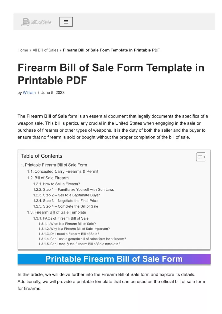 home all bill of sales firearm bill of sale form