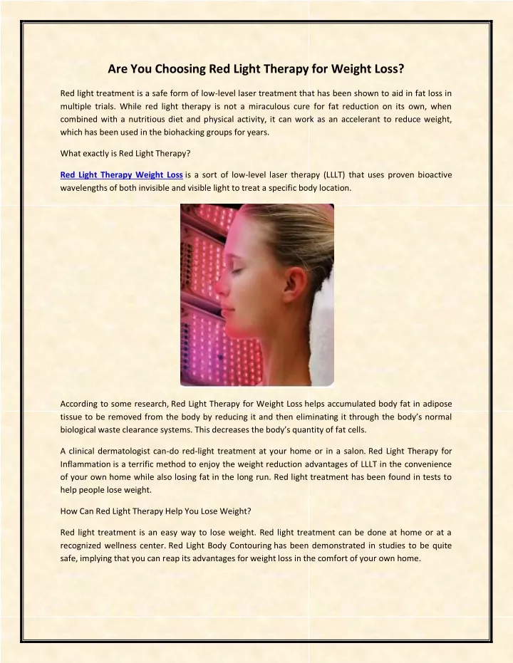are you choosing red light therapy for weight loss