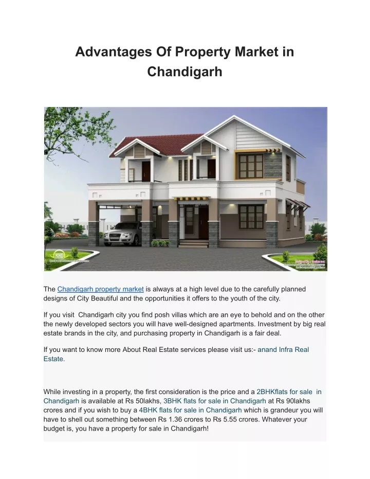 advantages of property market in chandigarh