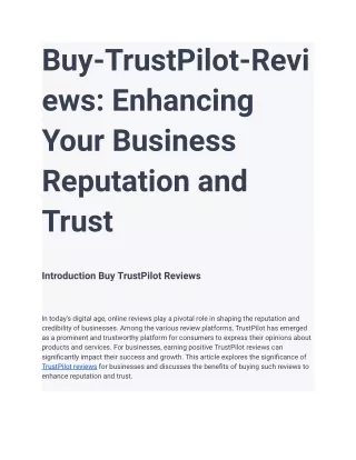 Buy-TrustPilot-Reviews_ Enhancing Your Business Reputation and Trust