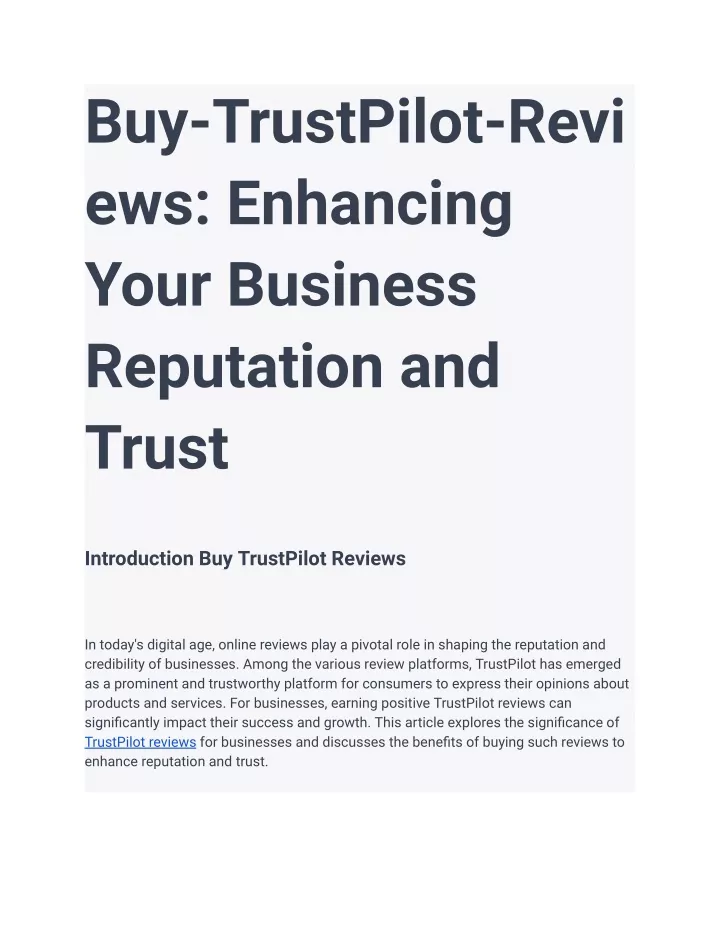 buy trustpilot revi ews enhancing your business