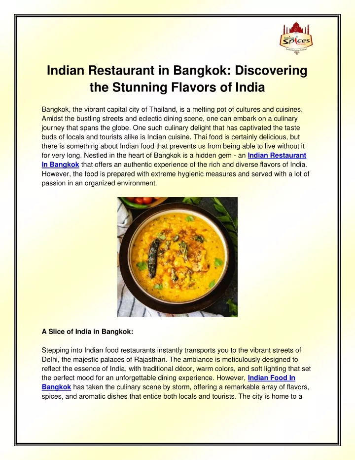 indian restaurant in bangkok discovering